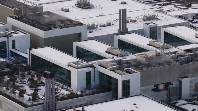 Winter Aerial View of High Tech Semiconductor Facilities