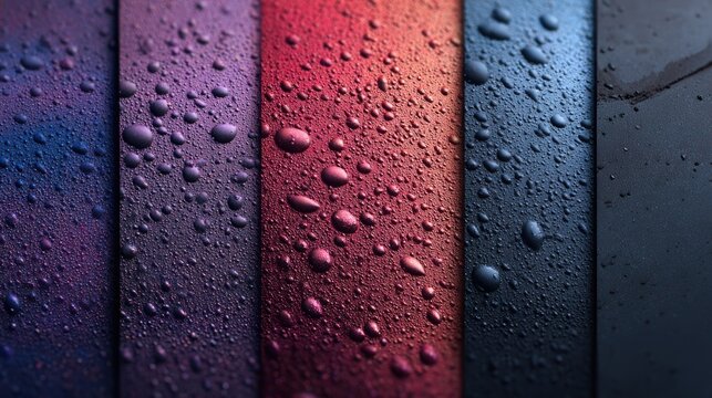 Abstract background with water droplets on textured surfaces in gradient colors - Powered by Adobe