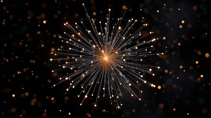 Obraz premium Radiant explosion of golden sparks and shimmering lights against a dark background, creating a festive atmosphere, ideal for celebrations and special occasions, evoking joy and excitement
