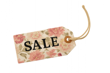 floral pattern price tag with sale text on black