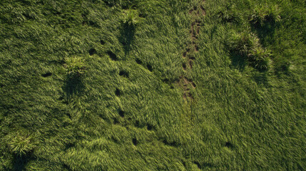 Top View of Green Grass Field