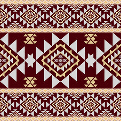 Ethnic Native American Style Vector Background with Traditional Navajo Motif in Burgundy and Grey
