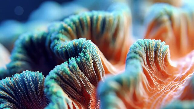 Vibrant coral reef close up underwater showing colorful sea polyp life in tropical ocean with stunning macro details and marine ecosystem footage