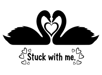 Elegant black swan pair forming a heart, symbolizing enduring love and commitment