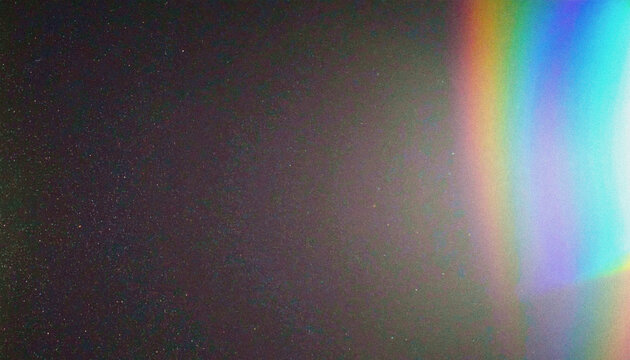 Minimal abstract background featuring soft prism light emerging from darkness. Noise texture adds depth and a retro aesthetic. Modern background with space for text