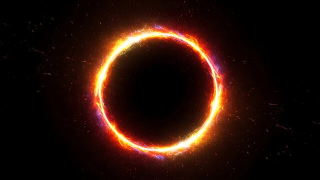 Solar eclipse with bright orange ring