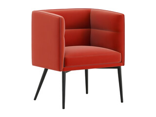 Obraz premium Modern Red Accent Chair with Black Legs, Luxurious Upholstery, Isolated on Transparent Background