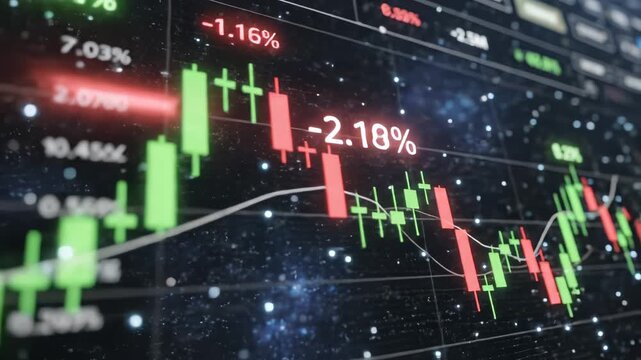 Stock market chart on digital display