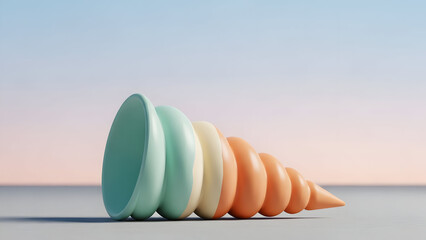 Vibrant gradient cones against a calm sky