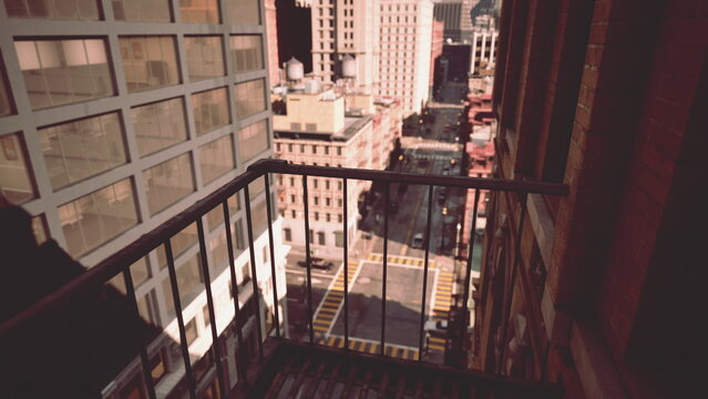 City View From Balcony, Sweeping Hyperlapse of New York Streets