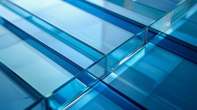 ガラスと金属が交差する建築内部の直線的で清潔な空間