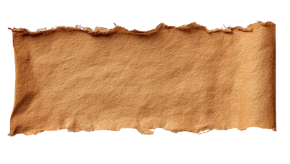 A weathered, textured scroll of parchment with a torn edge sits against a black background