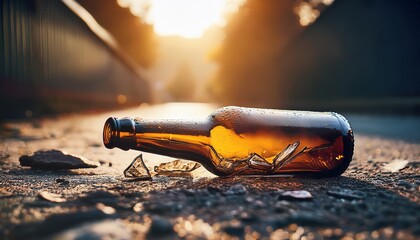 Close Up Of A Discarded Beer Bottle Symbolizing The Destructive Nature Of Alcoholism Empty Broken And Lying On A Gritty Surface Broken Rehabilitation