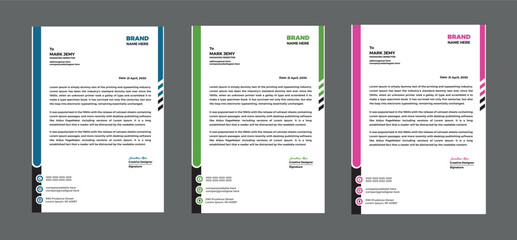 Professional Letterhead Design Template with Colorful Accent Bars and Customizable Fields for Corporate Correspondence