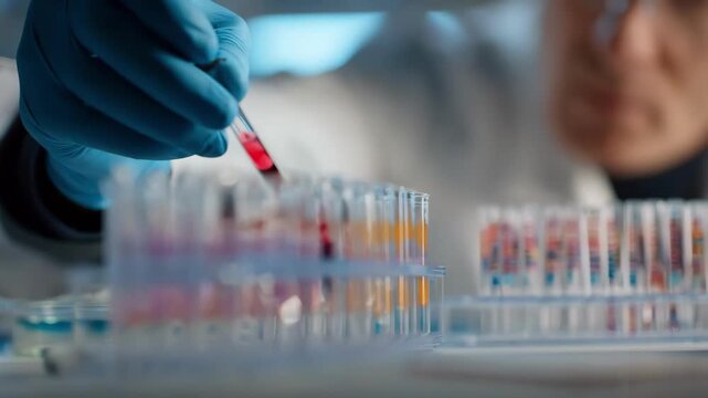 Medium shot of a scientist analyzing DNA samples in a laboratory setting for genetic diet testing to personalize nutrition plans and improve health outcomes.