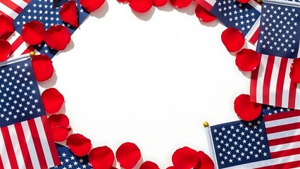 Obraz premium Valentine's day gift arrangement american flag background