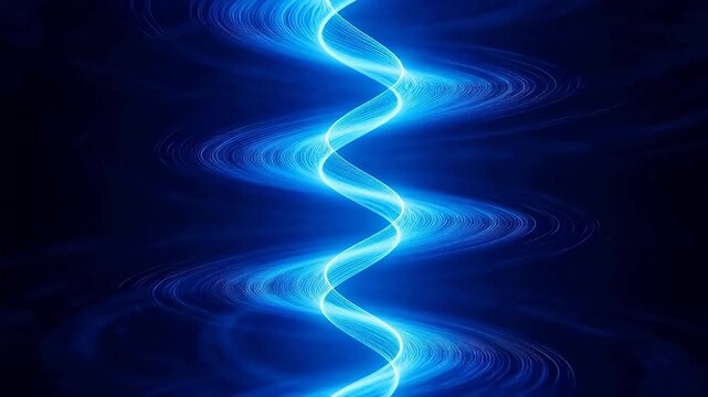 Blue glowing S-shaped wave line on dark background