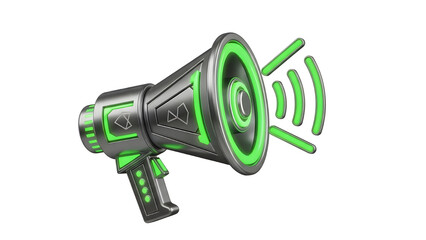 Megaphone 3D graphic illustration for urgent announcement, promotion, alert, and advertising concept isolated PNG with Transparent Background