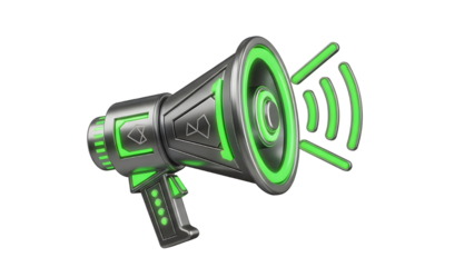 Megaphone 3D graphic illustration for urgent announcement, promotion, alert, and advertising concept isolated PNG with Transparent Background