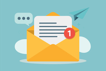 New email message notification envelope alert vector