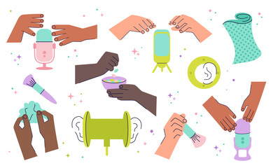 Set equipment for making asmr content.  Asmr content creating blogging.