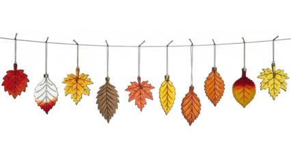 Colorful leaf garland hanging