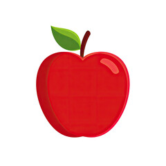 Glossy, heart-shaped red fruit with a green leaf and dark stem against a black background