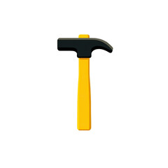 Simple illustration of a claw hammer with a yellow handle, on a solid black background