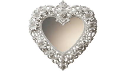 Ornate heart-shaped mirror
