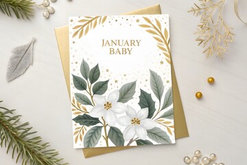 Elegant January Baby Birthday Card Design