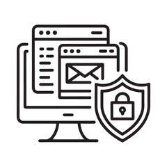 computer monitor with email and shield icon for security