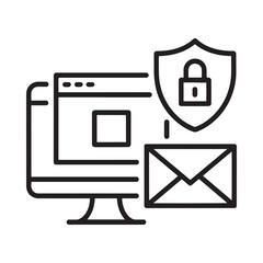 a computer monitor with a browser and email shielded by a padlock