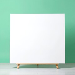 A pristine white canvas rests on a rustic wooden easel, showcasing its smooth surface, ready for artistic expression and creativity to unfold.