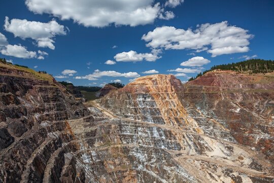 Homestake Mine, an open cut mining area established in 1876, Lead, South Dakota
