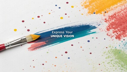 Fototapeta premium A paintbrush creating colorful abstract art on white paper