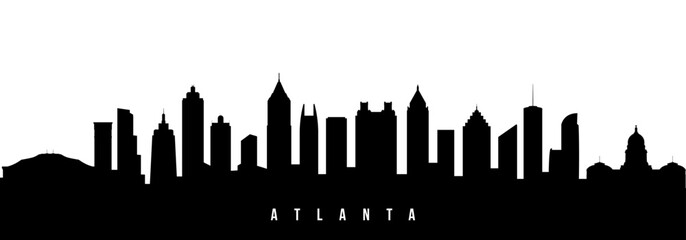 Vector silhouette illustration of Atlanta city urban skyline. Modern minimalist cityscape graphic, perfect for travel, banners or backgrounds.