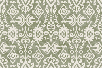 Ikat floral paisley embroidery seamless pattern on background. Ikat ethnic flower oriental pattern traditional. Aztec-style abstract vector illustration. design for ikat floral fashion fabric, cloth © supachai