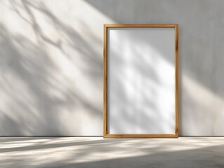 Minimal wall frame mockup with empty picture frame in clean contemporary interior, ideal for artwork and poster display, styled with natural light and subtle realistic shadow