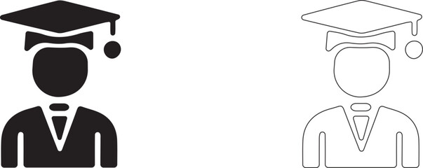 Person who has graduated from an educational institution. Vector icon of a graduate.