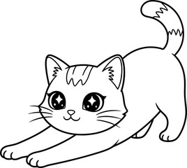 Obraz premium Playful kitten stretching in a whimsical pose