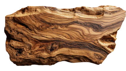 Close-up of richly patterned, organic wood grain, with varying brown tones, on black backdrop