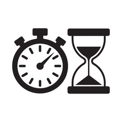 stopwatch and hourglass icon for time management and productivity