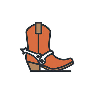 Illustration of a single cowboy boot with a spur, set against a stark black background