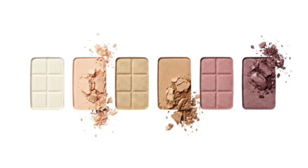 Neutral Eyeshadow Palette Swatches and Crumbles on White Background
