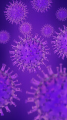 Purple virus replicating, representing a global pandemic