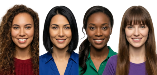 Diverse Group of Women Smiling, Representing Unity and Diversity