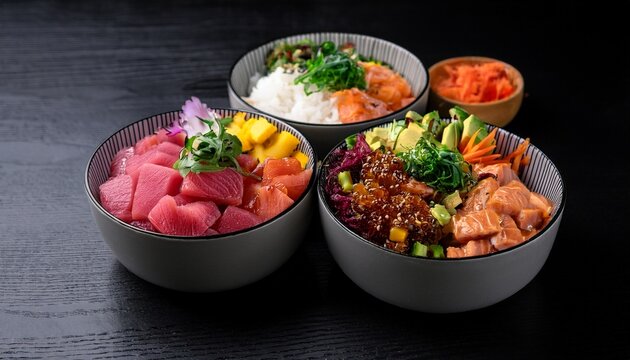 Capture Essence Of Hawaii With Vibrant Display Of Traditional Hawaiian Cuisine Featuring Poke Bowls Kalua Pig And