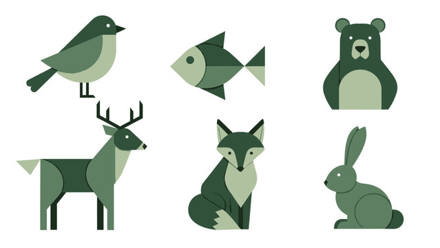 Collection of Various Cartoon Forest Animals.