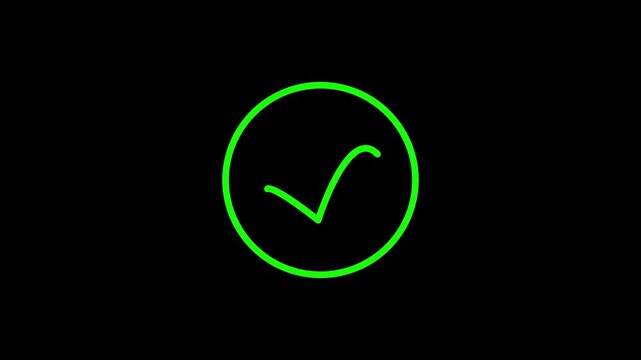 Right tik mark icon loop animation .4k video 