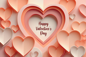 Valentines Day celebration with multiple pink and white hearts on pink background  love and romance concept